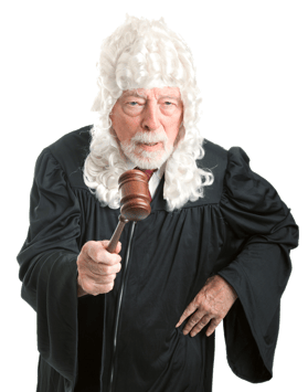 judge with gavle and wig